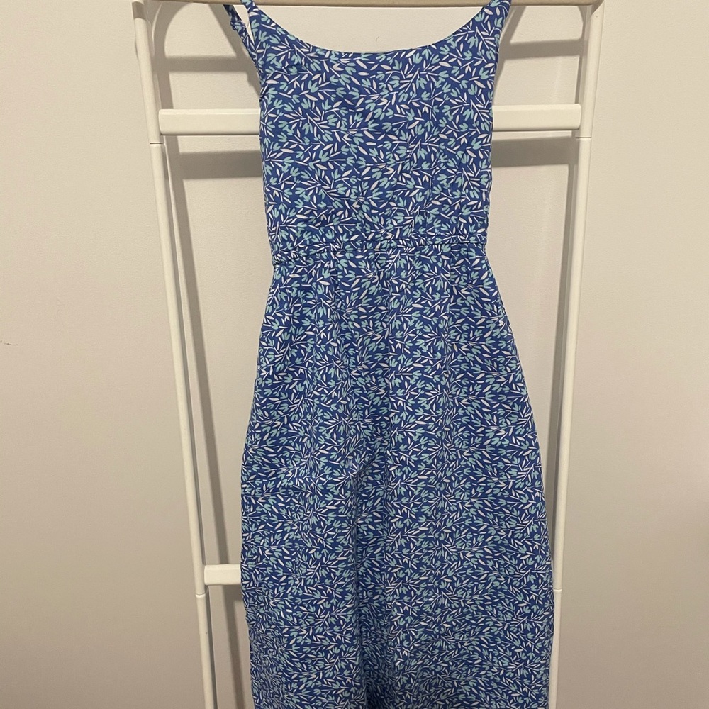 blue floral dress